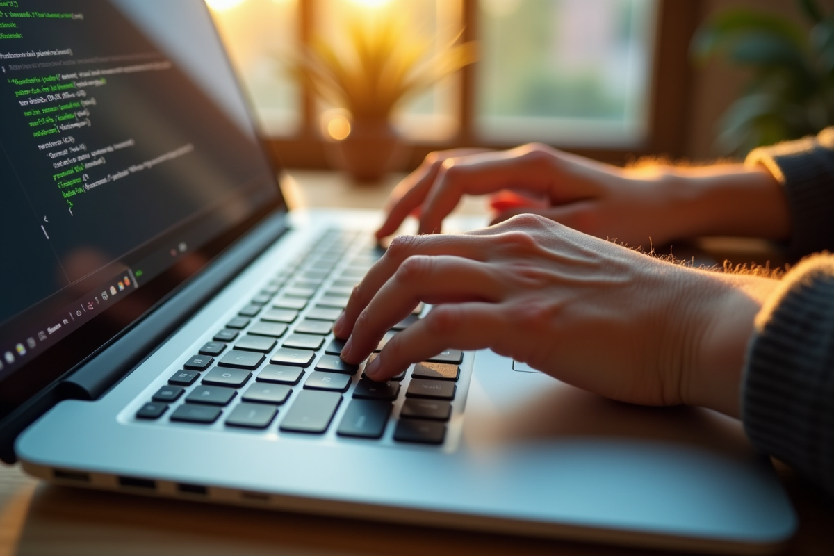 Mains tapant sur un clavier d