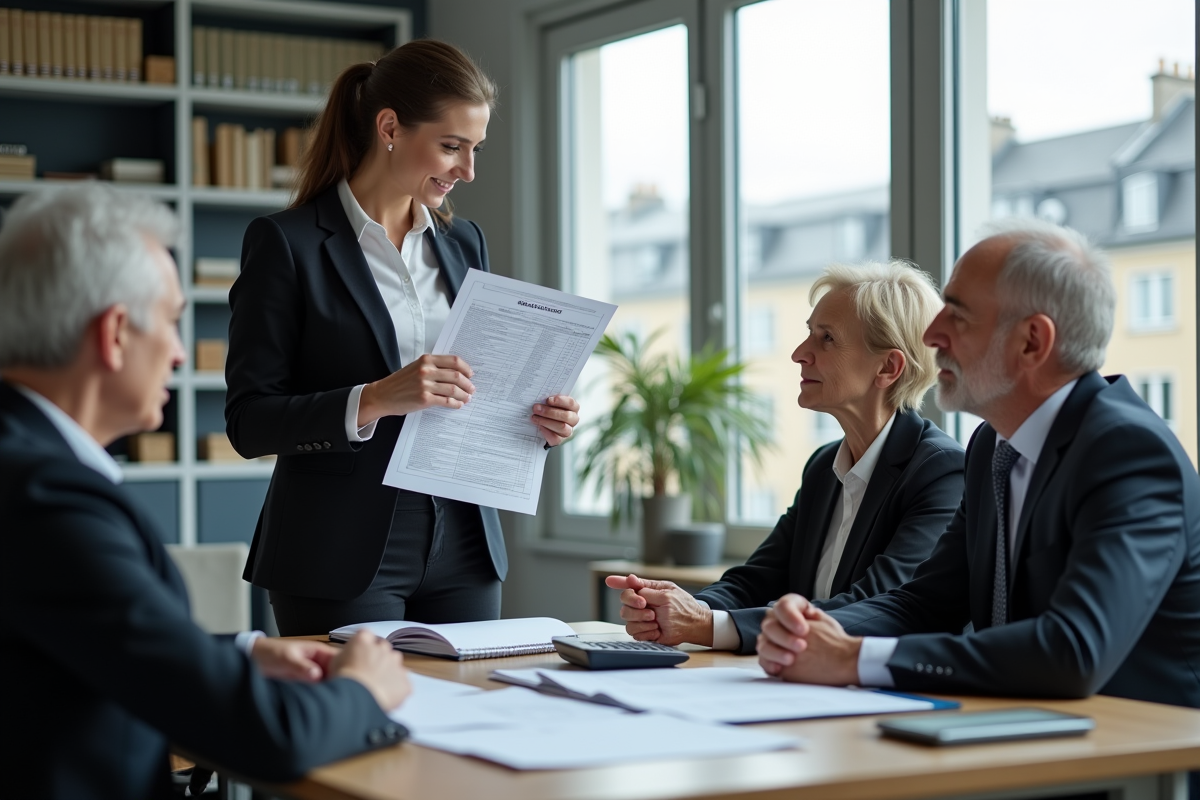 Jeune femme conseillant un couple sur leur déclaration fiscale