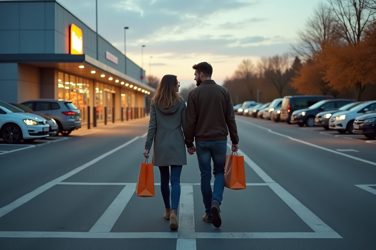 Couple récupérant leurs courses en drive au Leclerc de Senlis après le travail