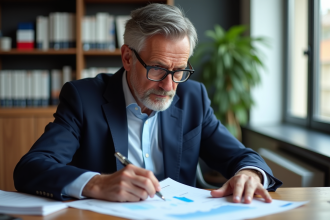 Économiste français analysant des graphiques financiers
