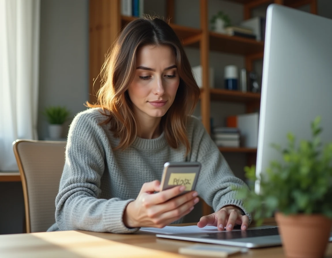 Femme enregistrant un indicatif téléphonique international dans ses contacts sur smartphone
