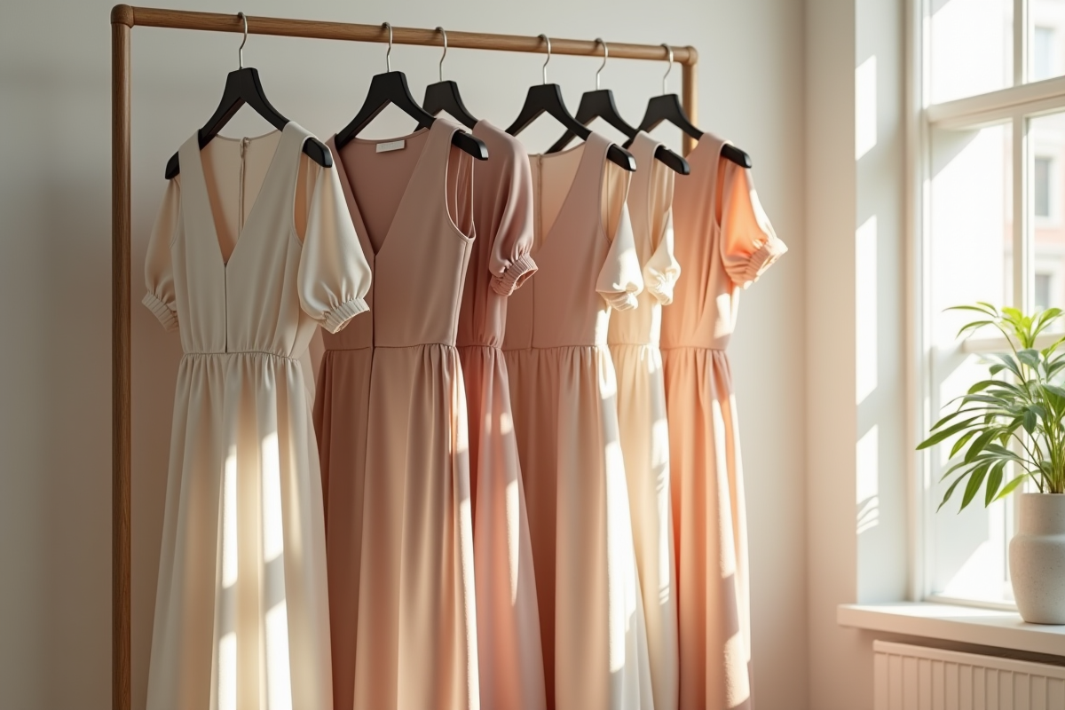 Etagère minimaliste avec robes françaises populaires