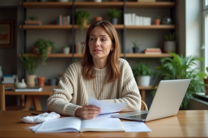 Femme organisée travaillant à son bureau moderne