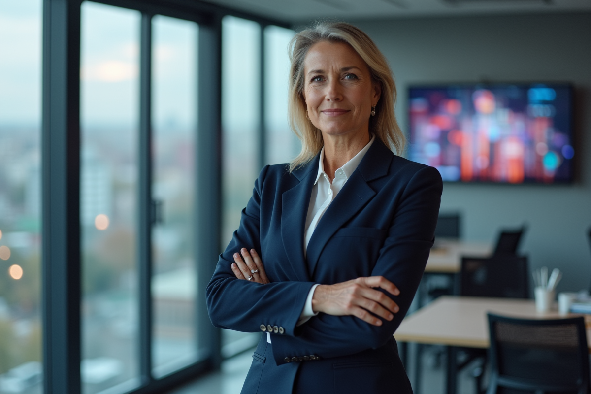 Femme entrepreneure dans un espace de startup innovant