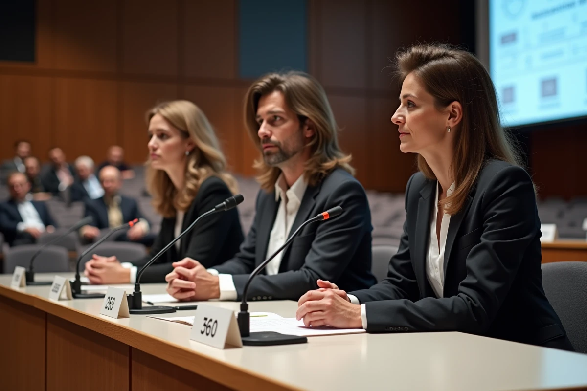 Panel de juristes et notaires lors d'une session de congrès notarial international